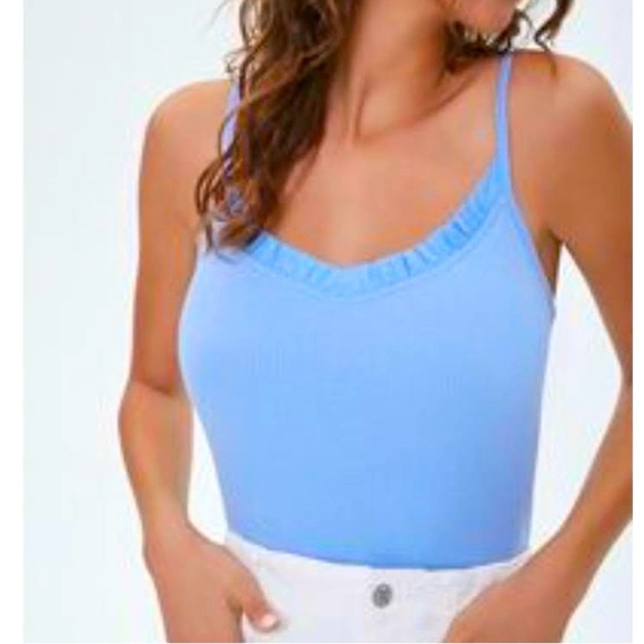 Medium Forever 21 Basic Ruffled Periwinkle Blue-ish Cami - Picture 1 of 1